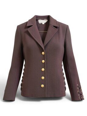 St John's Lace-Up Santana Knit Jacket - SIze 8 - Brown